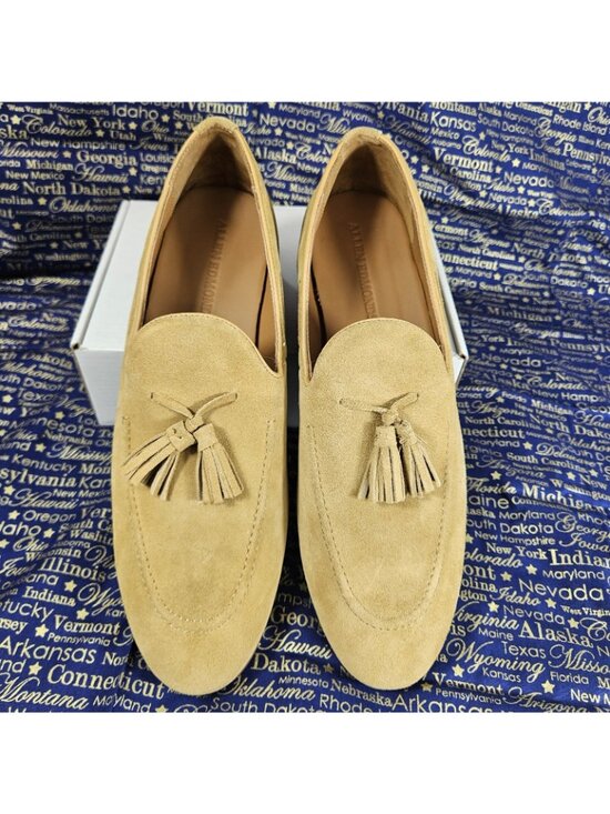 Allen Edmonds Presley Slip On Tassel Loafer Suede Mens Size 11D New Light Tan main image 6